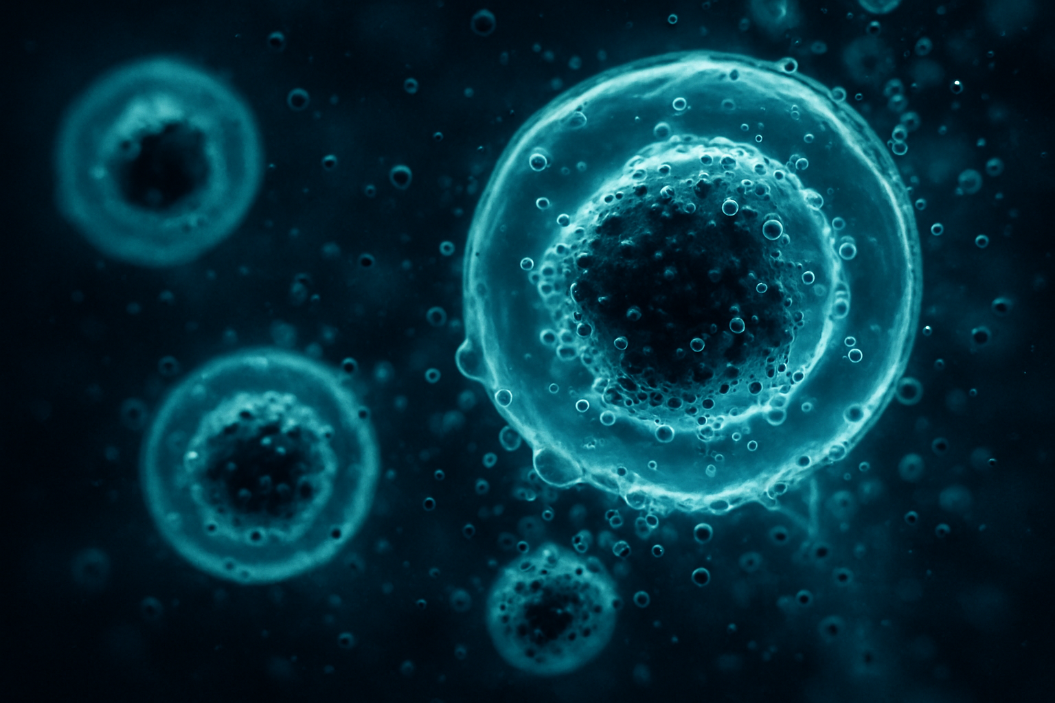 Abstracte visualisatie van cellulair zelfreinigingsproces dat spermidine activeert in het menselijk lichaam