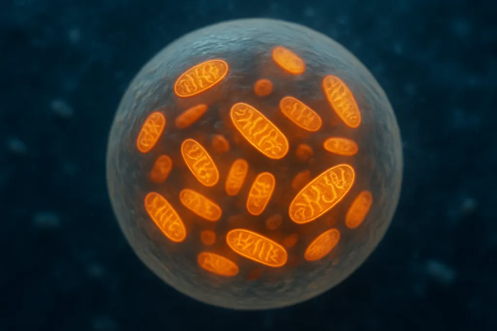 Cel met actieve mitochondriën als illustratie van lage NAD+ niveaus symptomen en cel-energie