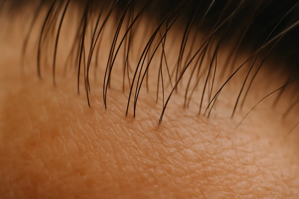 Gezonde haargroei vanuit de haarfollikel, gerelateerd aan spermidine en celvernieuwing