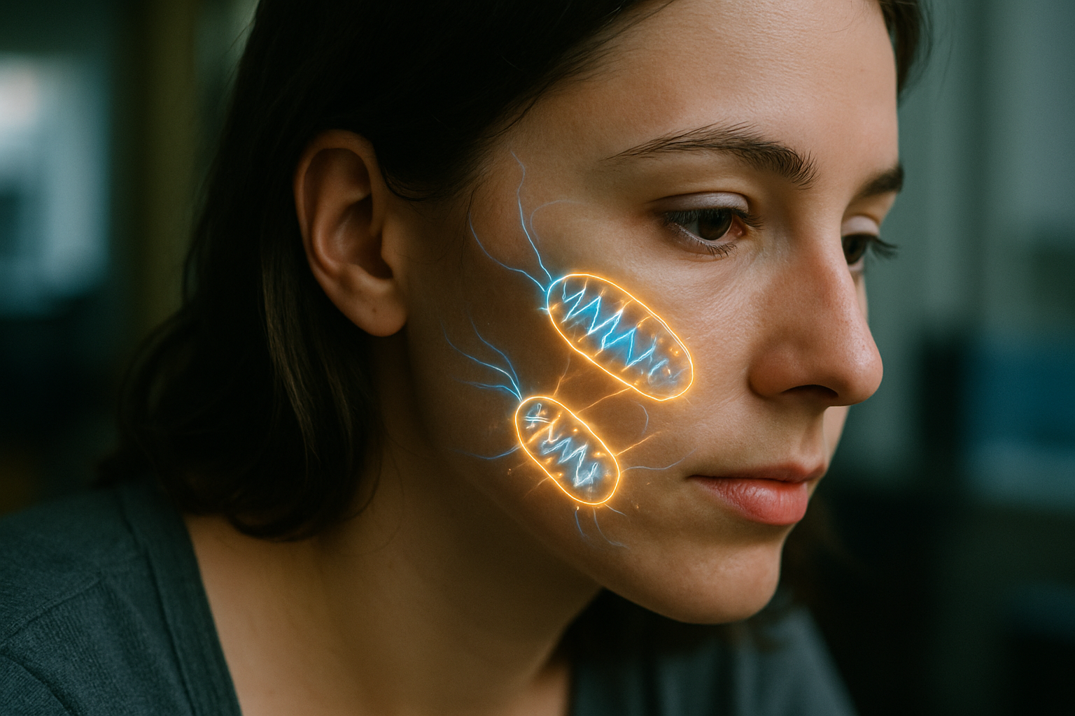Mitochondriën in een menselijke cel die NAD+ gebruiken voor energieproductie