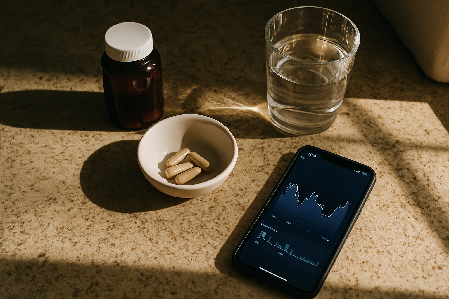 Ochtendritueel met supplementen en slaaptracker-app als praktische aanpak bij chronische slapeloosheid