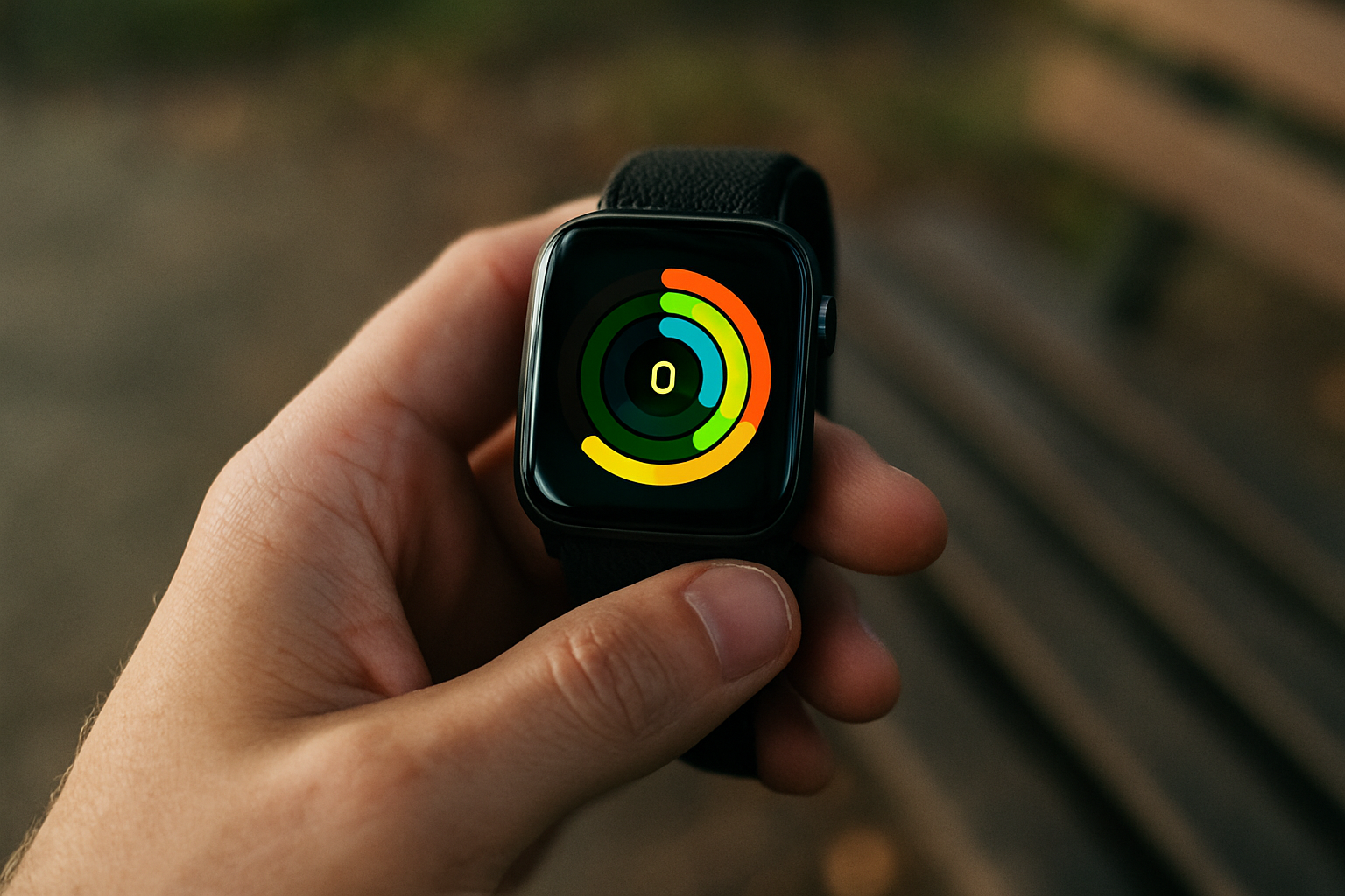 Sporthorloge toont VO2 Max waarde per leeftijdscategorie in een park