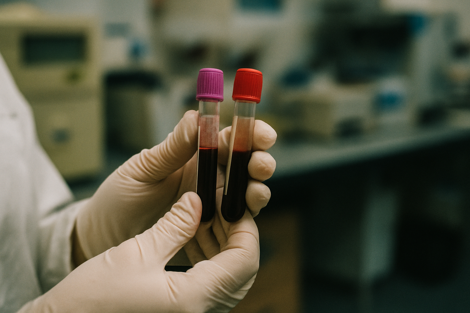 Bloedbuisjes in laboratorium voor NAD+ meting en analyse van referentiewaarden