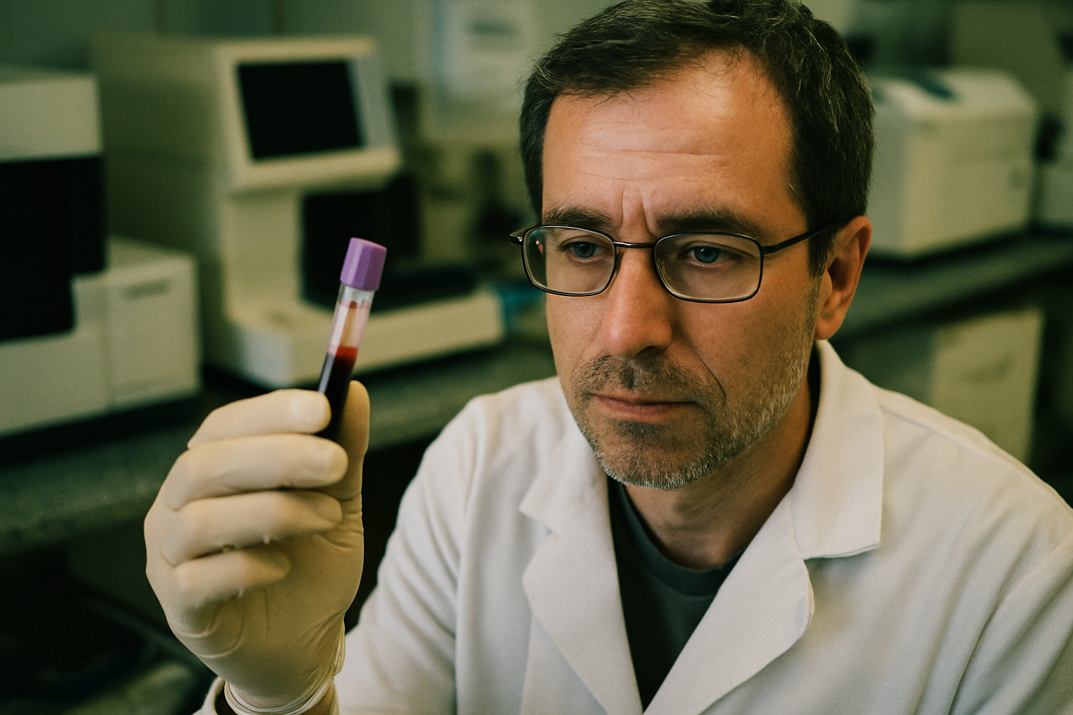 Laboratoriumanalyse van bloedmonster voor biologische leeftijdstest via DNA-methylatie