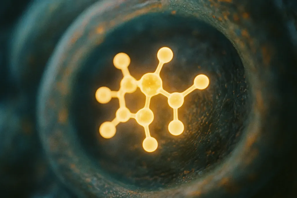 Moleculaire visualisatie van NAD+ in een cel, gerelateerd aan David Sinclair en NMN onderzoek