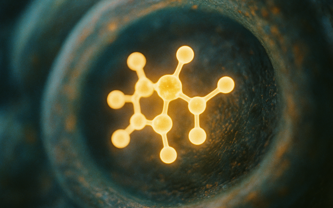 Moleculaire visualisatie van NAD+ in een cel, gerelateerd aan David Sinclair en NMN onderzoek