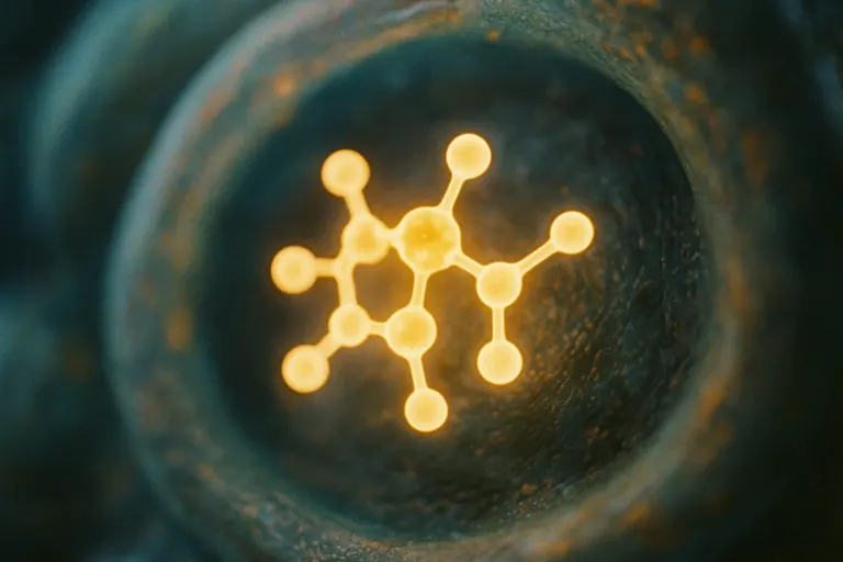 Moleculaire visualisatie van NAD+ in een cel, gerelateerd aan David Sinclair en NMN onderzoek