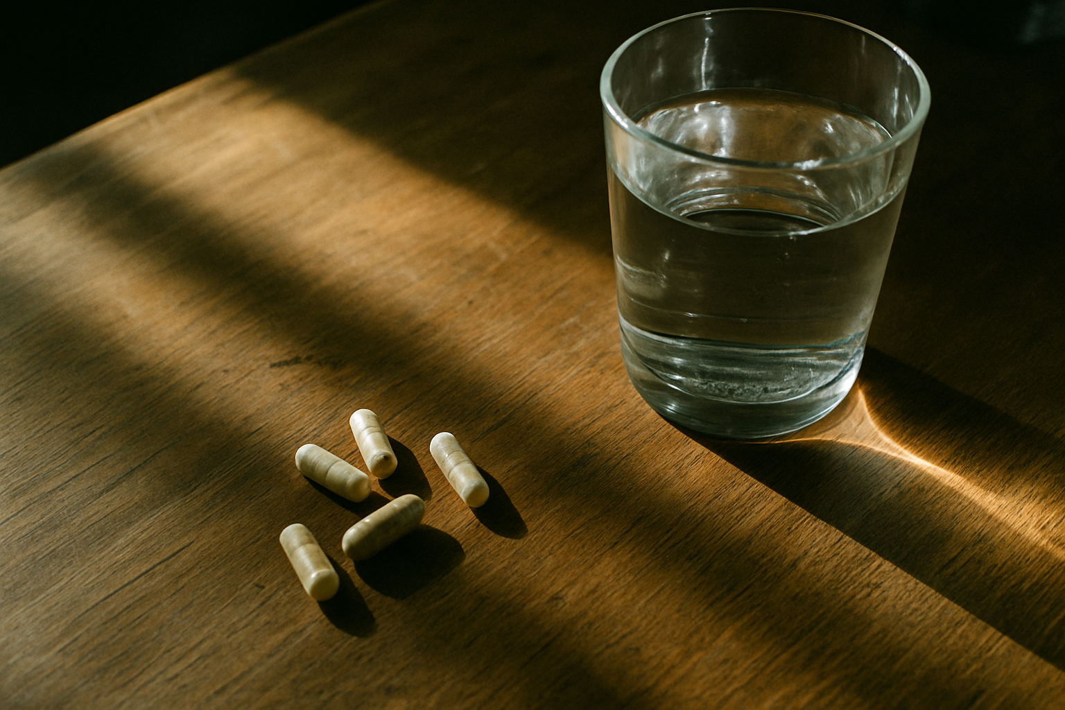 NMN-capsules en water als dagelijkse suppletie voor verhogen van NAD+ niveaus
