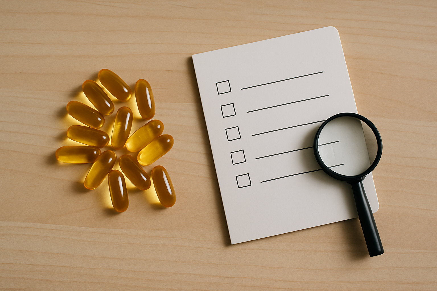 Omega-3 capsules met kwaliteitscriteria voor het kiezen van een goed omega-3 supplement