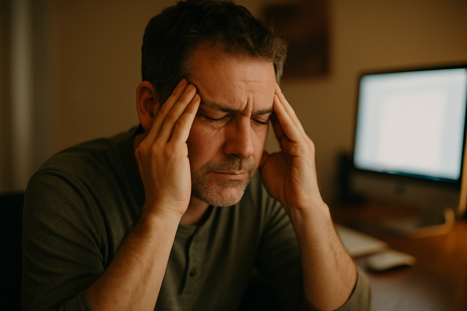 Persoon met concentratieproblemen en vermoeidheid, mogelijke signalen van een omega-3 tekort