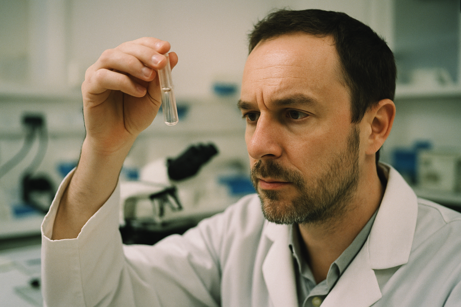 Wetenschapper onderzoekt een laboratoriummonster voor epigenetische leeftijdsanalyse