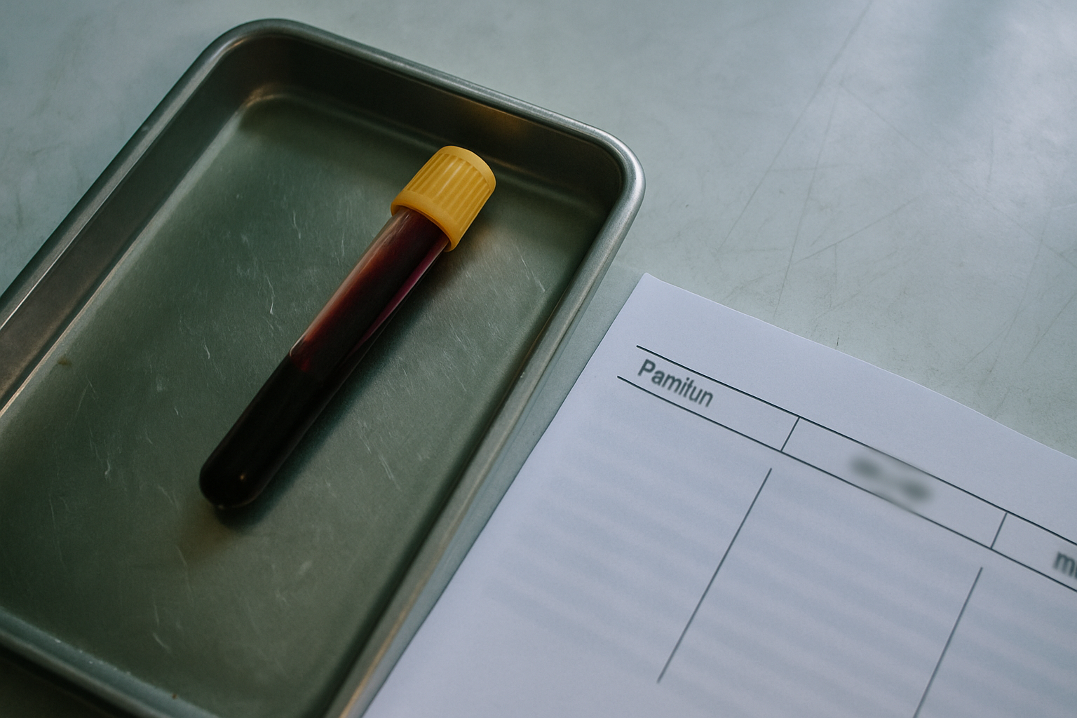Bloedbuisje met ferritine testresultaat, vroege detectie auto-immuungastritis